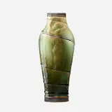 Harriet Elizabeth Wilcox for Rookwood Pottery, Rare Sea Green vase with overlay, 1900, glazed earthenware, silver, copper