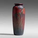 Harriet Elizabeth Wilcox for Rookwood Pottery, Exceptional Painted Mat vase with carnations, 1904, glazed earthenware