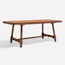 Early coffee table by Rud. Rasmussens Snedkerier, c. 1925, oak, leather, sold Apr 2025