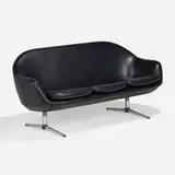 Overman Ab, Pod settee, c. 1965, vinyl upholstery, brushed aluminum, powder-coated metal