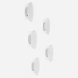 Arne Jacobsen, AJ Eklipta wall lamps, set of five, white glass, lacquered aluminum