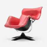 Yrjö Kukkapuro, Karuselli lounge chair, 1964, leather over fiberglass, chrome-plated steel, lacquered fiberglass