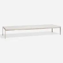 PK 63 coffee table by Poul Kjærholm, flint-rolled marble, stainless steel, sold Apr 2025