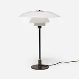PH 4/3 table lamp by Poul Henningsen, patinated metal, lacquered metal, brass, opal glass, Bakelite, sold Apr 2025