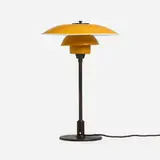PH 3 1/2 / 2 1/2 table lamp by Poul Henningsen, lacquered aluminum, patinated and lacquered steel, painted glass, brass, sold Apr 2025