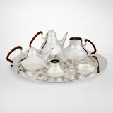 Henning Koppel, Tea and coffee service, model 1017, 1952, sterling silver, guaiacum