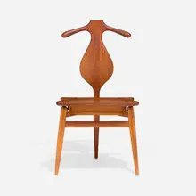 Valet chair by Hans J. Wegner, 1953, teak, oak, brass, leather, sold Apr 2025