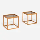 Kurt Østervig, Cube occasional tables, pair, c. 1965, teak, smoked glass
