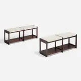 Grete Jalk, Benches, pair, c. 1960, mahogany, upholstery