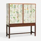 Rud. Rasmussens Snedkerier, Nordens Flora cabinet, c. 1945, stained oak, offset lithograph in colors, brass