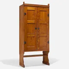 Martin Nyrop, Cabinet, model 6433 for the Copenhagen City Hall, c. 1905, pine, handwrought iron