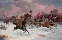 A gold convoy in Siberia by Adolf "Constantin" Baumgartner-Stoiloff, oil on panel, offered Jun 2017