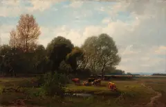Carl Weber, Pastoral scene, oil on canvas