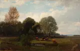 Carl Weber, Pastoral scene, oil on canvas