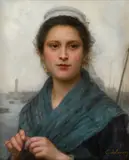Eugene-Marie Salanson, A portrait of a fisherwoman, oil on canvas
