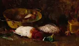 Emil Carlsen, Still life with mallard, grouse, small game birds and copper pots