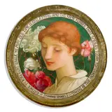 Marianne Stokes, Gather Ye Rosebuds While Ye May, Old Time is Still a Fiying and Ths Same Flower that Smeiles Today Tomorrow Will Bi Dying, Tempera and colored chalk on gessoed panel (tondo format)