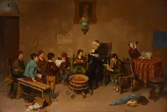 Francesco Bergamini, In the classroom, oil on canvas