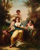 The coronation of Flora by Narcisse Virgile Diaz De La Peña, oil on canvas, offered Jun 2017