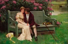 Edward King, Love in bloom, oil on canvas