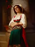 A young girl holding a flower in her hand by Italian School, 19th & 20th Century, oil on canvas, offered Jun 2017