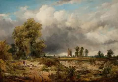 Hedingham Castle, Essex by Frederick William 'Waters' Watts, oil on canvas, sold Jun 2017