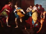Bolognese School, Solomon and Sheba, oil on canvas