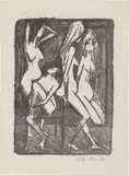 Otto Mueller, Drei Mädchen vor dem Spiegel, Um 1922, Lithografie auf Velin