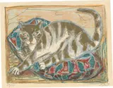 Otto Dix, Katze, 1959, Farblithografie auf Bütten