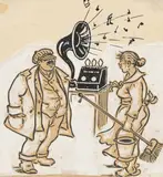 Musik by Heinrich Zille, Tusche und Deckweiß auf Papier, sold Jun 2018