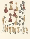Tenuous, lissome and charming even by Marcel Dzama, 2007, Tusche und Aquarell über Bleistift auf 4 aneinander gefügten Papierbögen, sold Dec 2018