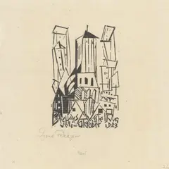 Kirche by Lyonel Feininger, 1923, Holzschnitt auf chamoisfarbenem Japanbütten, sold Jun 2022
