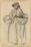 Max Liebermann, Marktfrau. Vor 1891, Kreide auf Papier