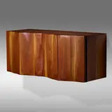 Phillip Lloyd Powell, Wall-hanging cabinet, c. 1970, carved and sculpted walnut