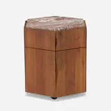 Phillip Lloyd Powell, Occasional table, c. 1970, sculpted walnut, marble, casters