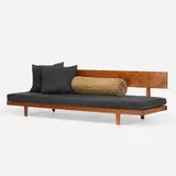 Rare Daybed with Back by George Nakashima, American black walnut, upholstery, sold Sep 2021