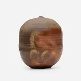 Closed Form (with rattle) by Toshiko Takaezu, c. 2008, glazed earthenware, sold Sep 2021