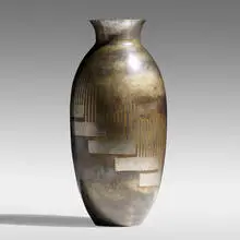 Jean Dunand, Dinanderie vase, c. 1925, patinated and lacquered metal