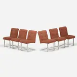 Directional, Collection 77 dining chairs, set of six, c. 1977, chrome-plated steel, upholstery