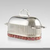 Stanley Tigerman, Tureen from the Architect's Collection, 1990, sterling silver, rose quartz, glazed porcelain, cedar