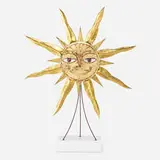 Dorsey Reading and Phillip Lloyd Powell, Sunburst, c. 1975/2020, welded, enameled, and silvered aluminum, enameled steel, carved wood, 24 karat gold leaf