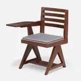Writing chair from Chandigarh by Pierre Jeanneret, c. 1960, teak, upholstery, sold Sep 2021