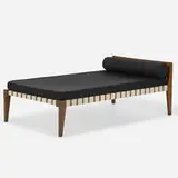 Daybed from Chandigarh by Pierre Jeanneret, c. 1955-56, teak, canvas, upholstery, sold Sep 2021