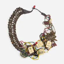 Joyce J. Scott, Neckpiece, 1991, woven glass beads and metal, found objects