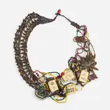 Joyce J. Scott, Neckpiece, 1991, woven glass beads and metal, found objects