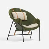 Erik Ole Jørgensen, Lounge chair, model BO 360, 1953, leather, shearling, enameled steel
