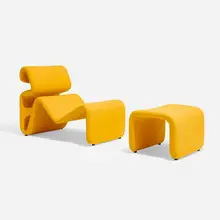 Jan Ekselius, Jan chair and ottoman, c. 1970, upholstery over steel frame