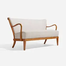 Alfred Christensen, Spindle-back sofa, c. 1945, teak, upholstery