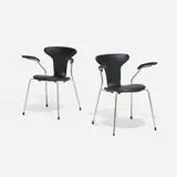 Arne Jacobsen, Arm chairs model 3105, pair, vinyl, chrome-plated steel