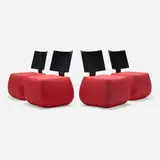 Pascal Mourgue, Tazia chairs, set of four, c. 2004, wool upholstery, stained plywood, brushed aluminum